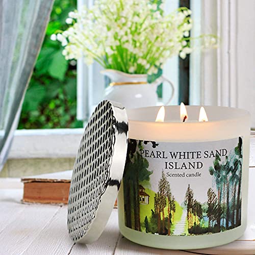 Scented Candle Gifts for Women, Large 3 Wick Peach & Sandalwood Candle for Home Scented, 13.4 Oz Natural Soy Wax with Essential Oils for Stress Relief, 75 Hours Long-Lasting, Christmas Gifts for Women - Image 4