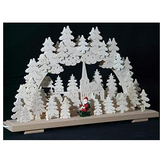 Lumineux Chandelier avec de Père Noël sur traîneau Taille = 50 x 31 cm Nouveau des monts Métallifères Chandelier Arc lumineux