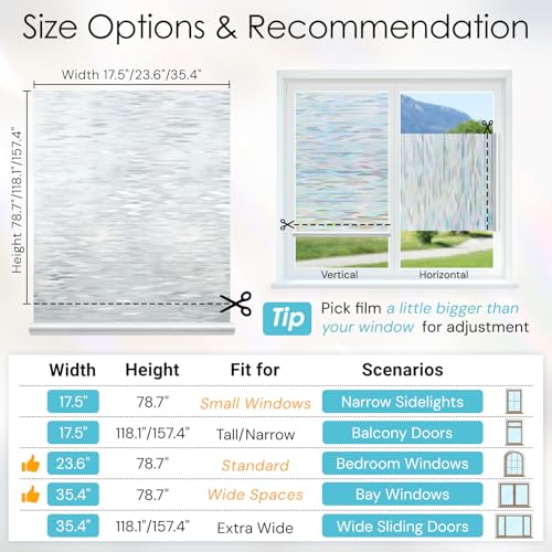 DOWELL Rainbow Privacy Window Film, UV Blocking, 17.5" x 78.7" - image 3