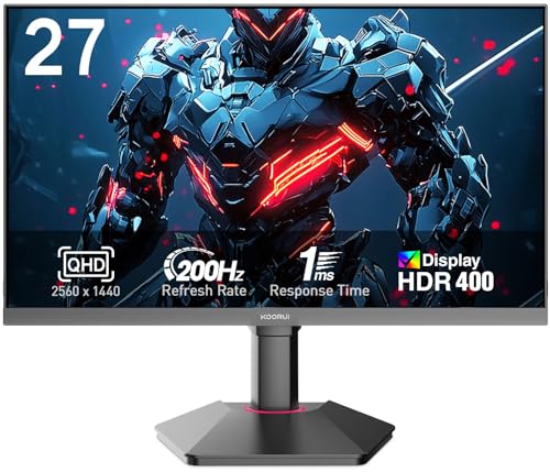 KOORUI Monitor 27 inch QHD 2K Fast IPS Gaming Monitor, 200Hz 1ms, HDR400,95% DCI-P3,Adaptive...
