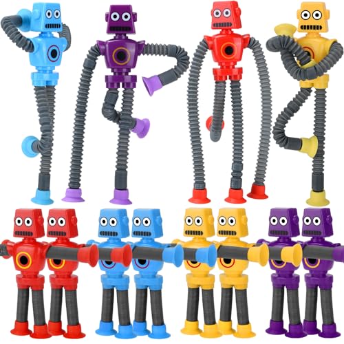 Image of ARHIVA 12 Pack Telescopic Suction Cup Robot Toy,Sensory Pop Tubes for Toddlers, Educational Fidget Toys Robot Party Favors, Christmas Birthday Thanksgiving Fidget Toys for Boys & Girls, Blue