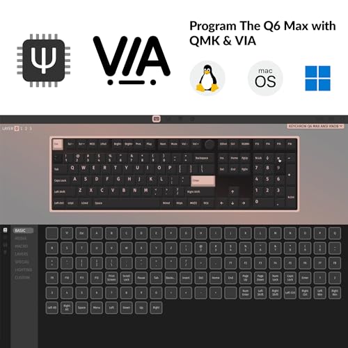 Keychron Q6 Max QMK/VIA Bluetooth Wireless /2.4 GHz/USB-C Wired Custom Mechanical Keyboard, Full Size Programmable Knob RGB Backlit Hot-Swappable Gateron Red Switch for Mac Windows Linux - Black by Keychron - Used condition - Image 3