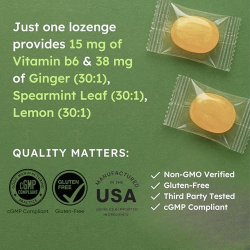 Image of Fast-Acting Ginger for Nausea Relief | Herbal Relief for Pregnancy Nausea and Morning & Motion Sickness | Ginger, Lemon, Spearmint & B6. 28 Individually Sealed Drops.