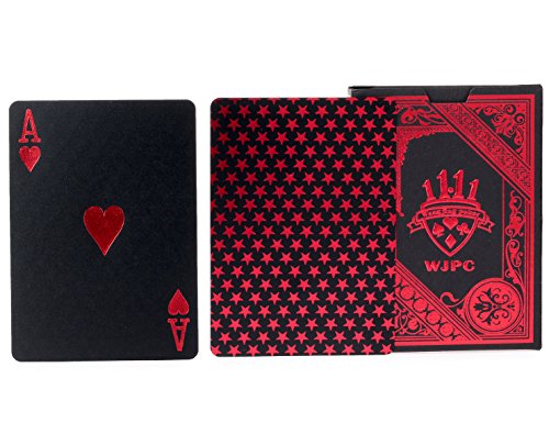 hopewey Playing Cards Spielkarten für Texas Holdem Poker Schwarze Wasserdichtes Pokerkarten Plastik Spielkarten aus PVC Profi Premium RED – Bild 4