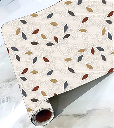 Image of CABANA HOMES Wall Stickers Botanical DIY Leaves Wallpaper for Home Decor (45 x 125 cm, 1 Roll) (6 sq. ft) Decorative Self Adhesive Decal Bedroom Living Room Wardrobe, Light Yellow