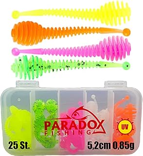 Paradox Fishing Trout Bait Rubber Set with Box (25 Pieces) UV Trout Bait Rubber Rubber Bait Trout Fishing Spoon Set Trout Dough Spoons Trout