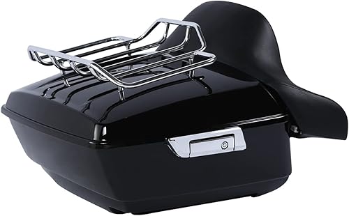 XMT-MOTO Vivid Black King Tour Pack - Baúl con kit de pestillo cromado + portaequipajes + respaldo para Harley Davidson Touring Road King, Road