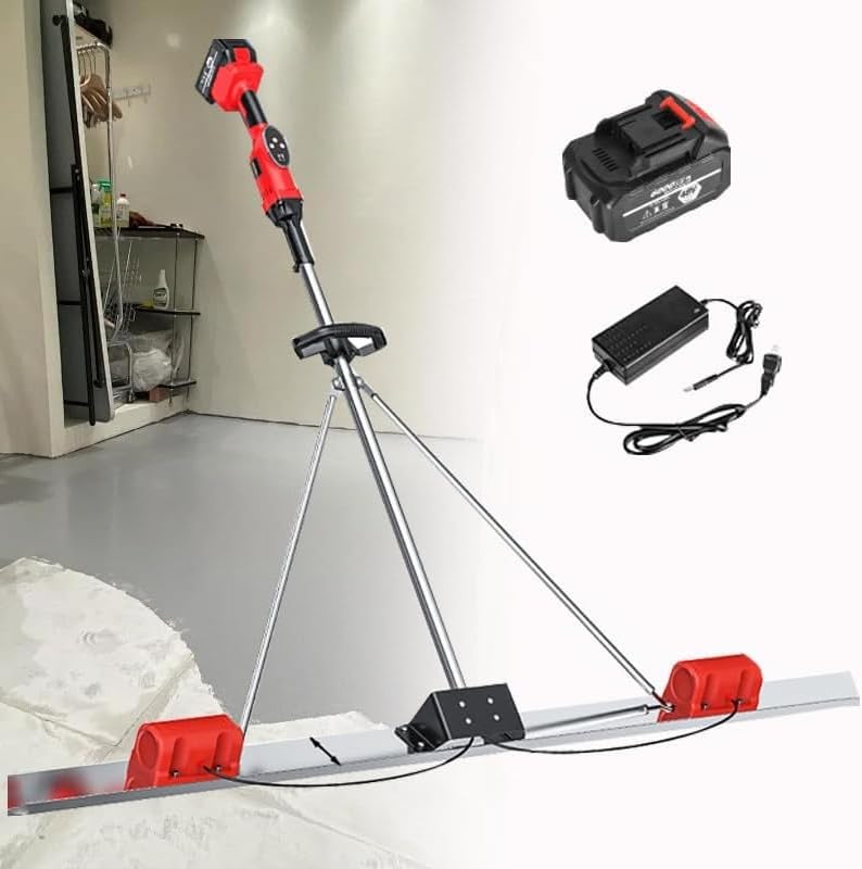 Concrete Screed Vibrating Tool1 Battery Concrete Screed Vibratory Kit with 4.92FT Stainless Steel Board Cordless Finishing Tool