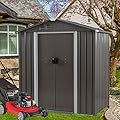 Vongrasig 6x4 FT Outdoor Storage Shed, Metal Garden Shed Clearance with Window and Lockable Door, All-Weather Sloping Roof Tool Shed for Backyard, Patio, Grey