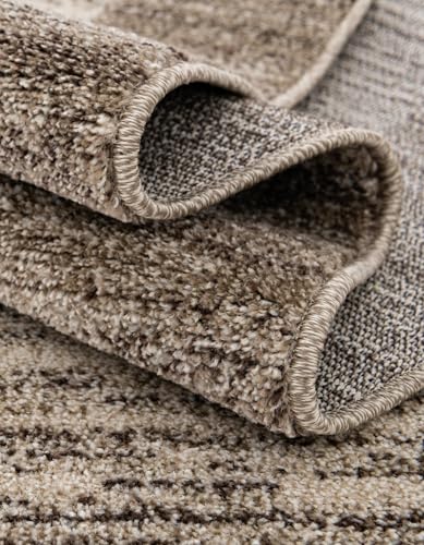Image of Unique Loom Del Mar Collection Area Rug - Abigail (4' 1 inch Round Beige /Ivory)