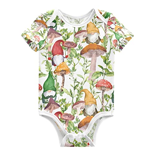 vvfelixl Mushrooms Gnomes Forest Baby Onesie - Short Sleeve Bodysuit