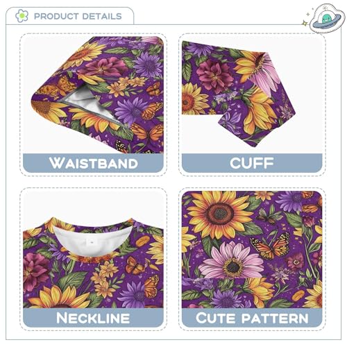 JUNZAN Autumn Sunflower Orchid Butterflies Purple Little Boys Pullover Hoodie Long Sleeve Sweatshirt With Hoodie Athletic 4T3