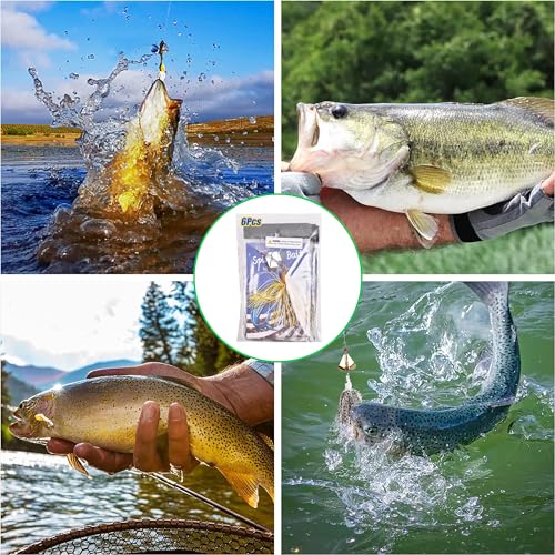 Image of OROOTL 6pcs Multicolor Bass Fishing Buzzbait Spinnerbait Kit Set, 3 /4oz, Freshwater & Saltwater Fishing Lures