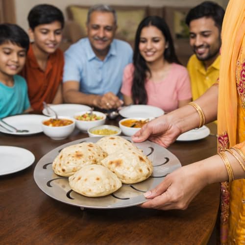 Image of 7Seas Roti Stand Stainless Steel Chapati Holder with Airflow Cut Design, Raised Base Heat Retention, 9 Inch Steel Roti Plate for Keeping Rotis Warm, Phulka Paratha Table Serving for Home & Kitchen