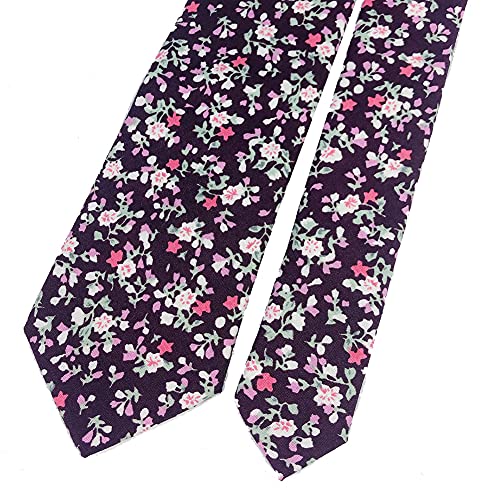 Image of Mantieqingway Men's Cotton Floral Neck Tie 2.56'' Printed Skinny Tie