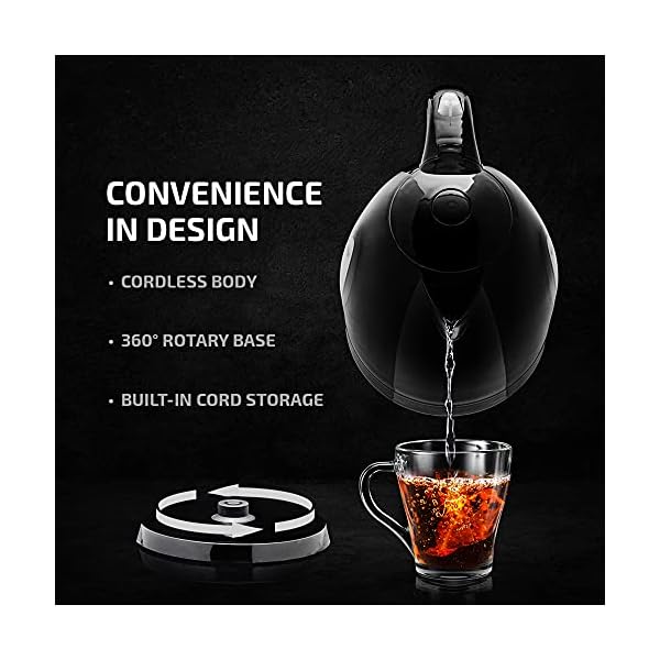Ovente electric kettle hot water heater 17 liter bpa free fast boiling cordless water warmer auto shut off instant water boiler for coffee tea pot regular black kp72b  urban country home decor