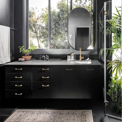 Image of WISDOM Glossy & Matte Vinyl Wallpaper Peel & Stick Self Adhesive Vinyl Wallpaper for Kitchen Cabinet Furniture Countertop (24x82 Inch, Black Matte)