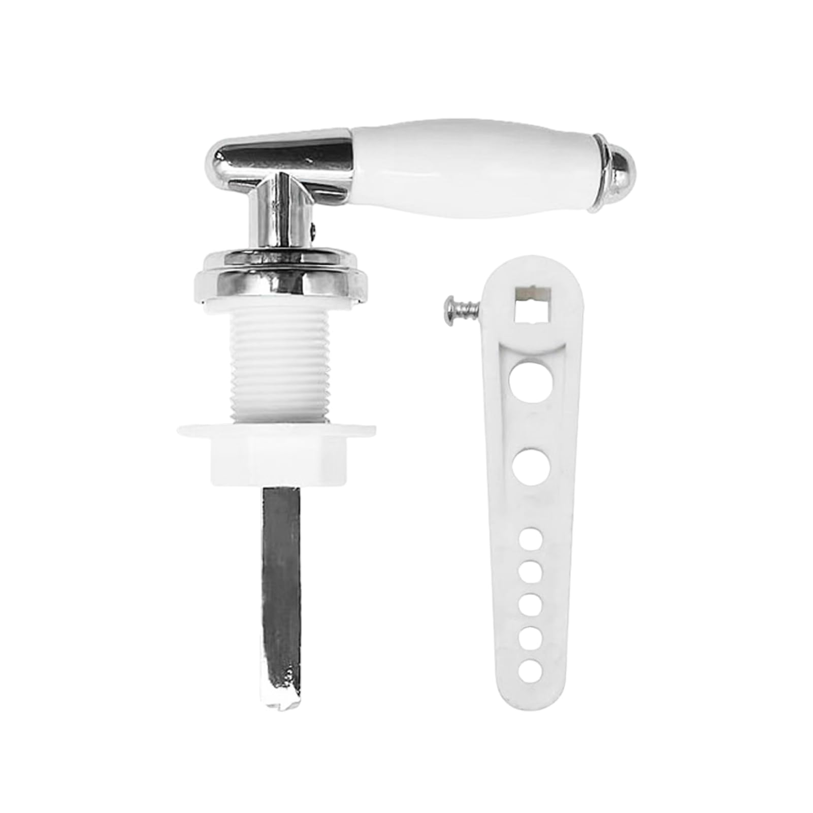 Anwangda Ceramic Toilet Flush Handle, Toilet Flush Handle Replacement Kit, Universal Rustproof, Wear-Resistant Fit Toilet Cistern Handle Chrome Plated Metal Handle for Cistern Tank Lever, WC(White)