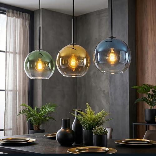 Suspension Bleu, Or, Vert, Clair : Luminaire Boule Lumineuse Moderne Koyoto