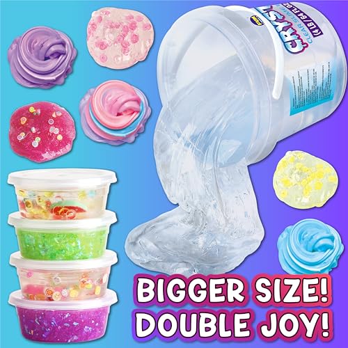 Fun Kidz 35D71122 4 Lb Huge Glassy Clear Slime Bucket Toy For Kids, Funkidz 64 Fl Oz Premade Big Crystal Slime Pack Gift With 29 Sets Add-Ins Jumbo Slime Kit thumb #1