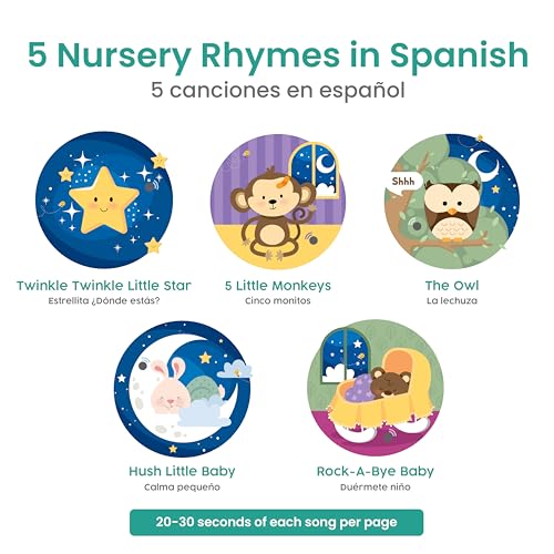 Image of Binibi Estrellita Bilingual Spanish Musical Book for Toddlers 1-3 | Libros en Espanol para Ninos. Bilingual lullaby sound book with classic Spanish nursery rhymes for toddlers, ages 1-3.