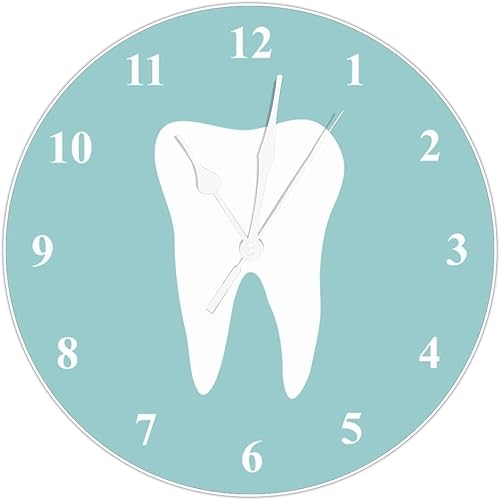 Reloj de escritorio dentista con reloj de pared de dientes de PVC, funciona con pilas, silencioso, sin tictac, 10 x 10 pulgadas, decoraciĂłn de Reloj de escritorio dentista con reloj de pared de dientes de PVC, funciona con pilas, silencioso, sin tictac, 10 x 10 pulgadas, decoraciĂłn de