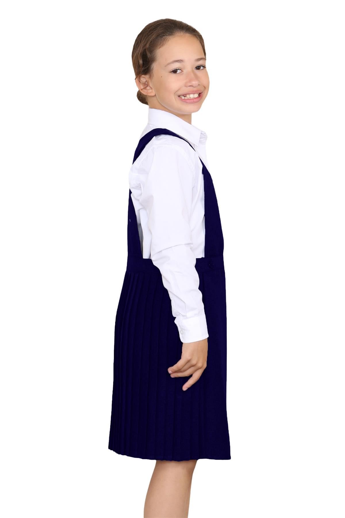 Pinafore - Vestido de uniforme escolar para niñas, paquete de 2 unidades, vestido de pinafore con pliegues envolventes, babero y cuchillos, vestidos escolares para niñas, de 2 a 18 años