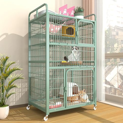 GDBTDL Gabbia per Gatti a 3/4 Livelli con Ruote, Grande recinto per Gatti da Interno Esterno con Piattaforme, casetta,per Gatti spaziosa, playpen Sicuro Ideale per Gioco e Relax