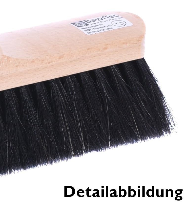 BawiTec Rosshaarbesen Besen-Länge 60cm,mit Metall-Stielhalterung Ø24mm,Rosshaar-Naturhaar-Borsten-Mischung,sehr weich,sehr Gute Staubbindung,Kehrbesen,Saalbesen,ohne Stiel,für Innen – Bild 5