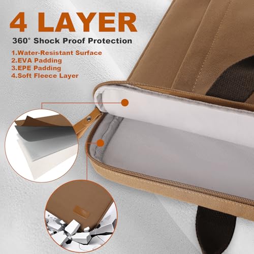 Image of ESTARER Laptop Bag 17-17.3 Inch, Computer Bags for Men Water-resistant Canvas Laptop Case Slim Laptop Sleeve Fits Hp /Dell /Asus /Lenovo /Acer, Brown