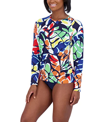 Image of Nautica Women's Long Sleeve Rashguard - Quick-Dry, UPF Protection, Swim Shirt, Pool, Beach, Hiking, Yoga, Volleyball