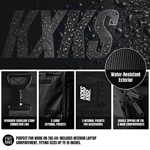 Kxks. (Kicks Kase) Premium Sneaker Bag & Travel Duffel Bag - 3 Adjustable Compartment Dividers - For Shoes, Clothing And Gym (Combat Green/Black) #TOP3