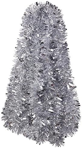 DECORA Silver Tinsel Garland Christmas Tree Decorations Wedding Birthday Party Supplies for 33 FEET Long