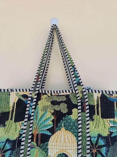 Image of Women's 100% Cotton Lightweight Shoulder Tote Bag with Interior Poeckt Casual Handbag for Women