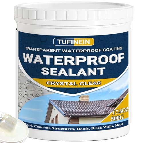 TUFINEIN Impermeabilizante Transparente 500G, Revestimiento Impermeable Definitivo Interiores y Exteriores, Sellador de Fugas Transparente Revestimientos Impermeables al Agua