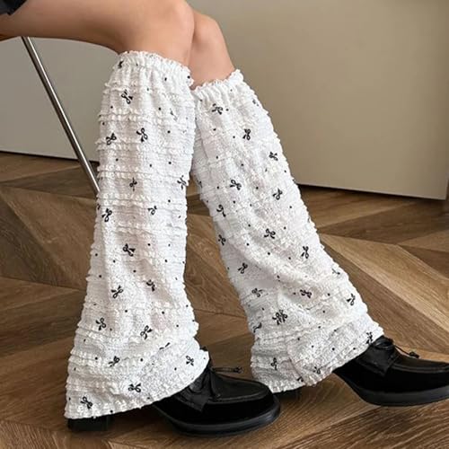 Image of YELAIVP Kawaii Leg Warmers Y2K Knit Lace up Leg Warmers Cute Japanese Harajuku Lolita Leg Warmer for Women Girls