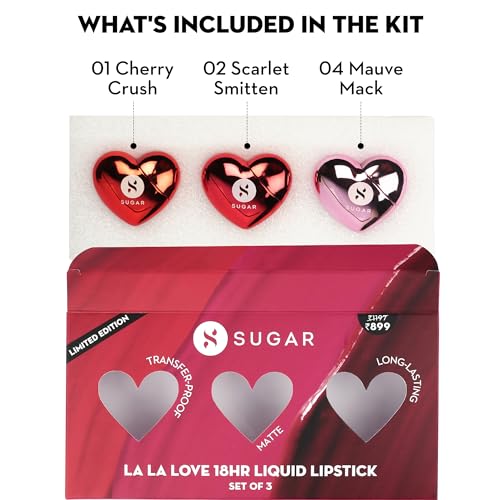 SUGAR Cosmetics La La Love 18HR Liquid Lipstick Set | Transferproof, Waterproof & Matte Finish | Makeup Kit | Gift Set (Pack of 3) - Image 2