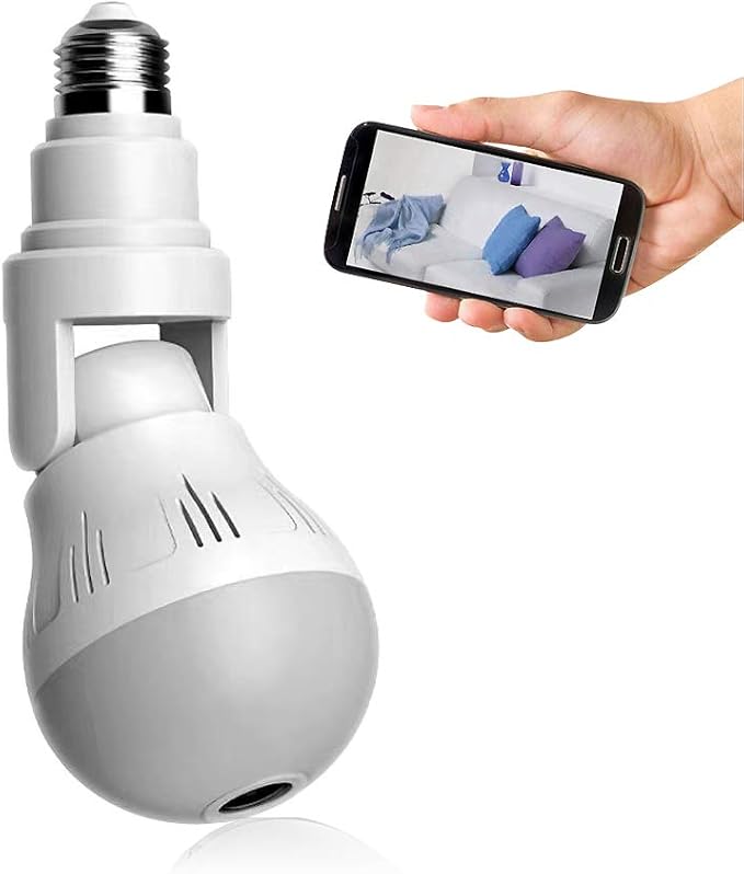 Light Bulb Camera, WiFi Security Bulb Camera, 360 Panoramic Camera