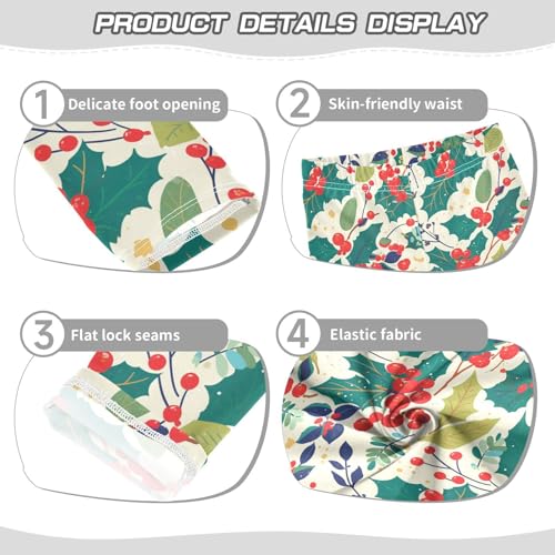 KLL Christmas Holly Berries Little Girls Active Leggings Comfortable High Waisted Workout Pants Exercise3