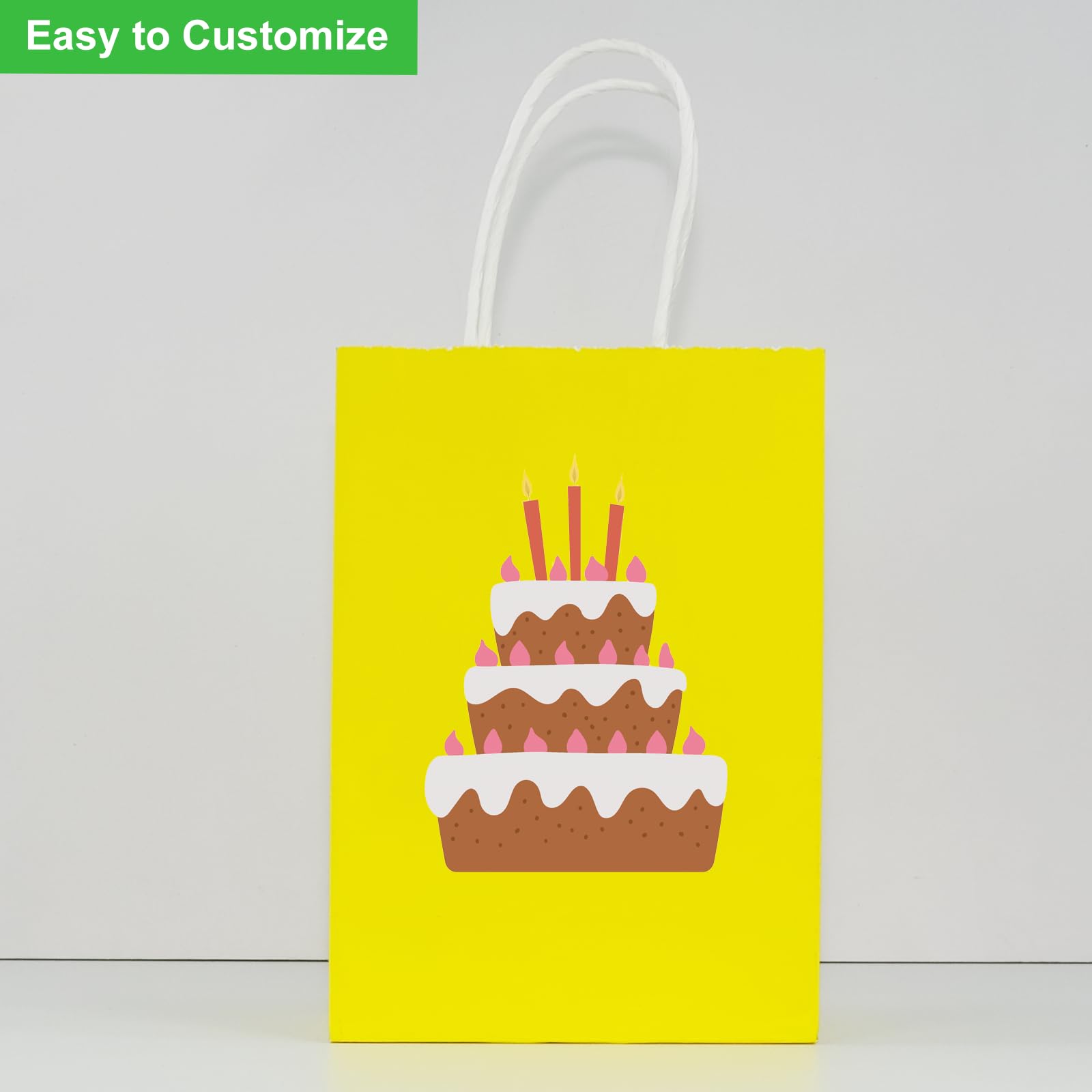 SIMPLECOOL 25pcs Small Paper Gift Bags with Handles 5.9x3.1x8.3 in. Favor Bags Goodie Bag Bulk for Party, Birthday, Wedding, Merchandise, Retail, Small Business, Arts, DIY Crafts – Yellow