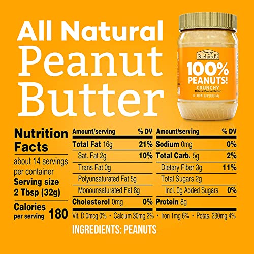 Crazy Richard's 100% All-Natural Crunchy Peanut Butter, No Added Sugar Peanut Butter Non-Gmo (Crunchy) #TOP1