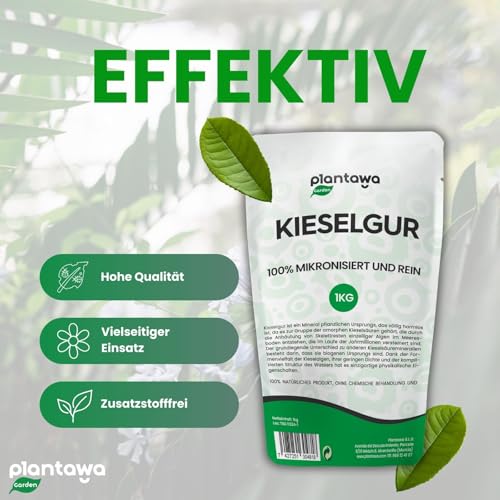 PLANTAWA Kieselgur Pulver 1kg | Hochwertiges Diatomeenerde für den Gemüsegarten, Schädlingsbekämpfung, Saatgutkonservierung | Nachhaltig und Rein, Verpackung kann variieren