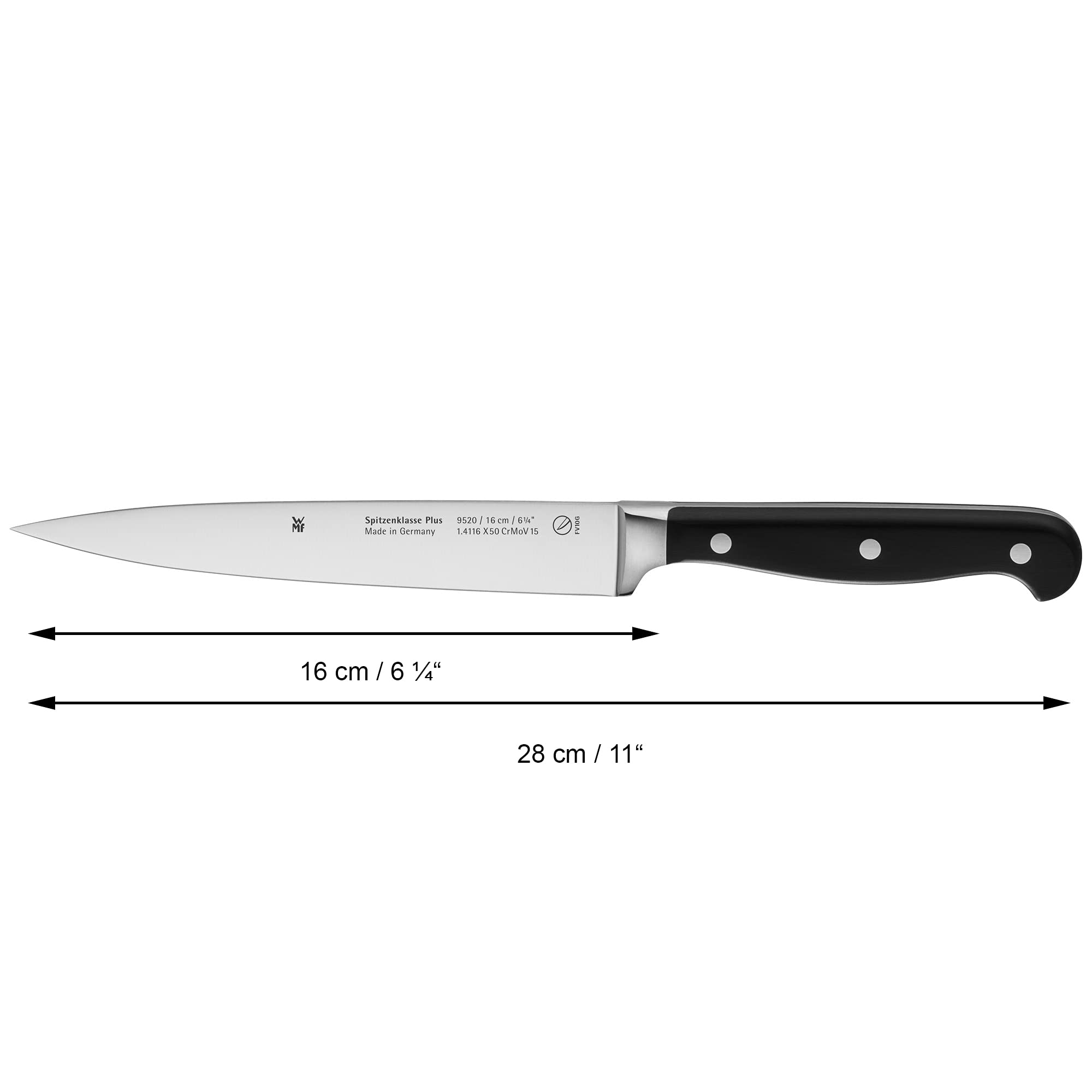 WMF Spitzenklasse Plus Fleischmesser 28 cm, Made in Germany, Fleischmesser Profi Messer geschmiedet, Performance Cut, Spezialklingenstahl, Klinge 16 cm
