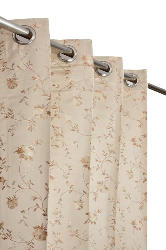 Premium Jacquard Fabric Room Darkening Leaf Designs Curtains 7 Feet for Door, Brown, 1 Piece-image-14