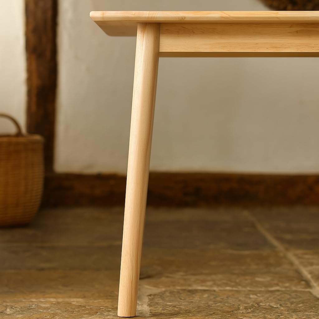 Nicholas Winter Quadratischer Esstisch aus Holz - 90cm x 90cm - Natürlich - 1x 4 Sitzer Klein Rustikal Küchen Esszimmer Massivholz Gummibaumholz Abendessen Bistro Möbel mit 4 Beinen