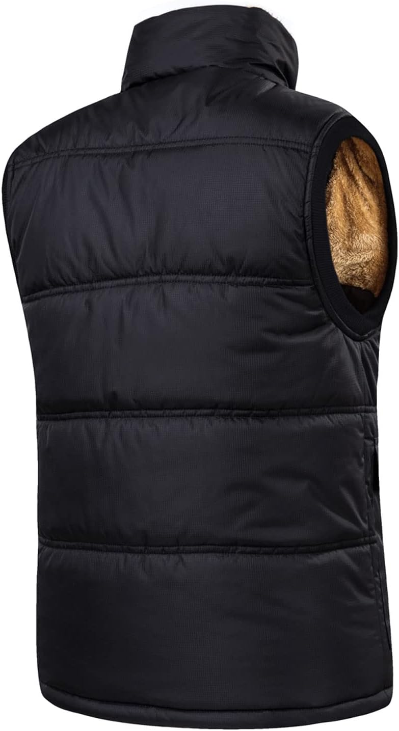 Neecan Men's Winter Warm Outdoor Padded Puffer Vest Thick Fleece Lined Sleeveless Jacket - Image 2