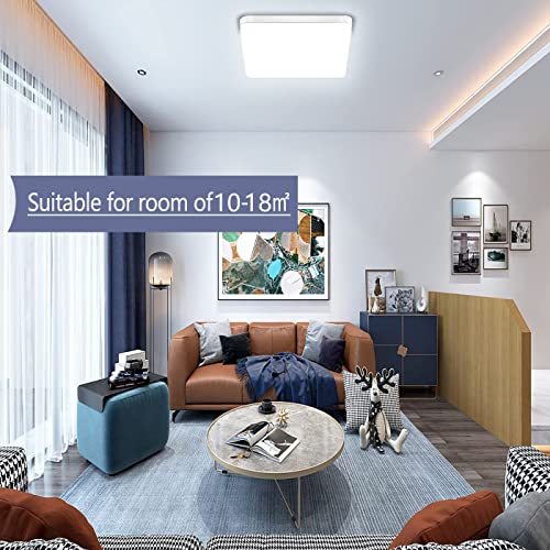 LED-Deckenleuchte-36W-6500K-4350LM-Ouyulong-Deckenlampe-LED-fuer-Wohnzimmer-Schlafzimmer-Kueche-Flur-Balkon-Esszimmer-Kaltweiss-Quadratisch-23cm