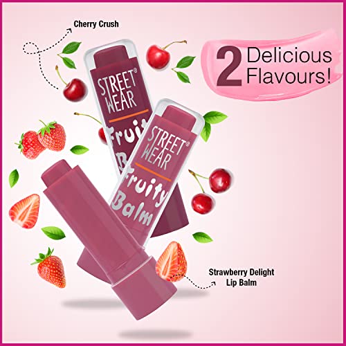 Image of STREET WEAR Fruity Balm -Cherry Crush (Red /Maroon) - 4.2 gms -Healthy hydration for Dry and Chapped lips, Daily Skincare, Non-greasy, ,Sheer Tint Lip Balm, Enriched wth Antioxidants and Vitamin E, Lip balm with SPF 15
