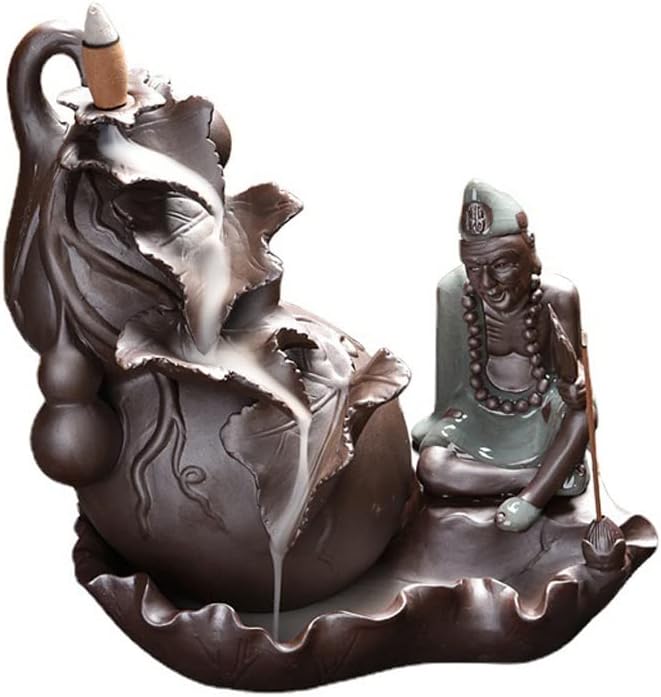 Incense Burner Jigong Backflow Incense Burner Handmade Ceramic Incense Holder Waterfall Incense Cone Censer Home Decor Incense Stick Holder Incense Fountain