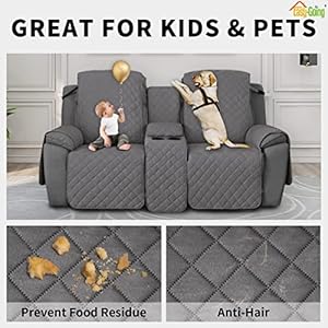   Easy-Going-Non-Slip-Loveseat-Recliner-Sofa-Cover-with-Console-Water-Resistant-Double-Reclining-Couch-Cover-with-Adjustable-Strap-2-Piece-Washable-Furniture-Cover-for-Dog-Pet-2-Seater-Gray